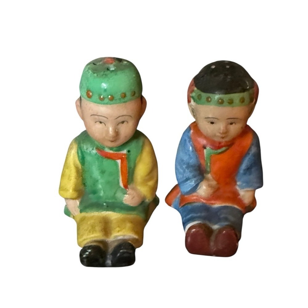 Vintage Asian Boy & Girl Salt & Pepper Shakers Japan
